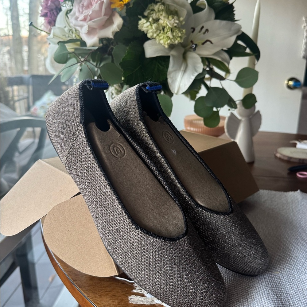Rothy’s brown sparkling ballet The square Flats 9.5